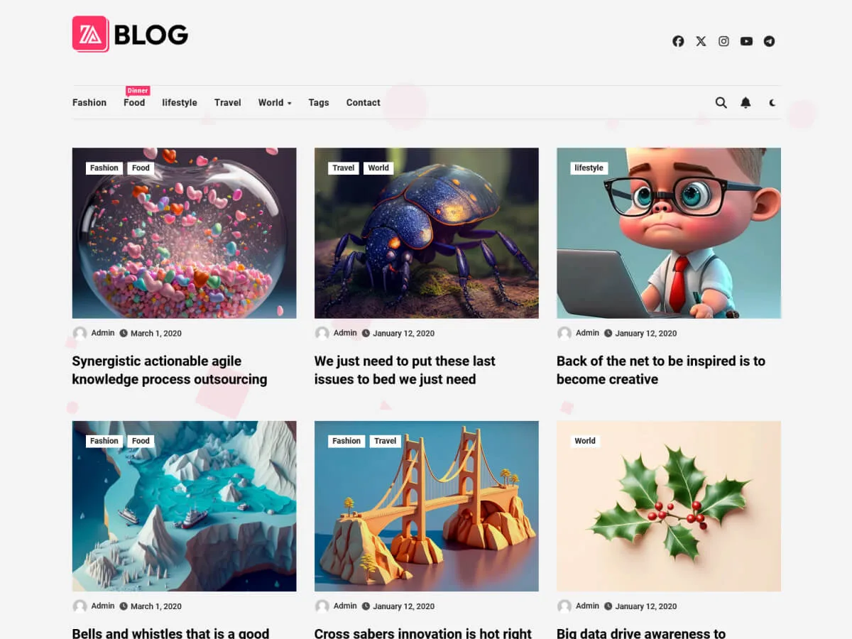 Blogza web sitesi teması önizlemesi