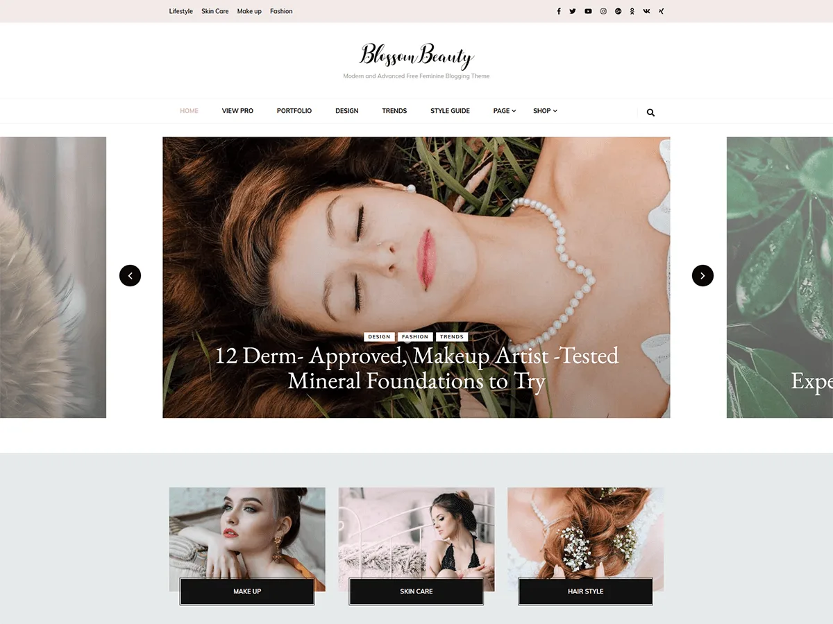 Blossom Beauty web sitesi teması önizlemesi