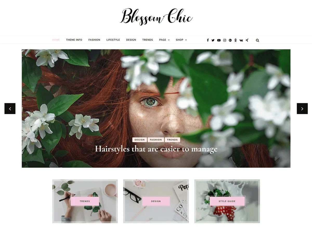 Blossom Chic web sitesi teması önizlemesi