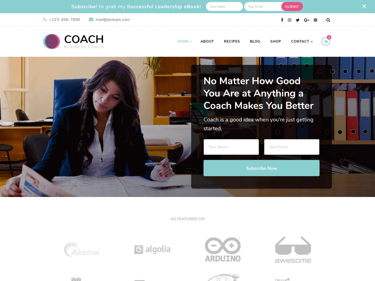 Blossom Coach web sitesi teması önizlemesi