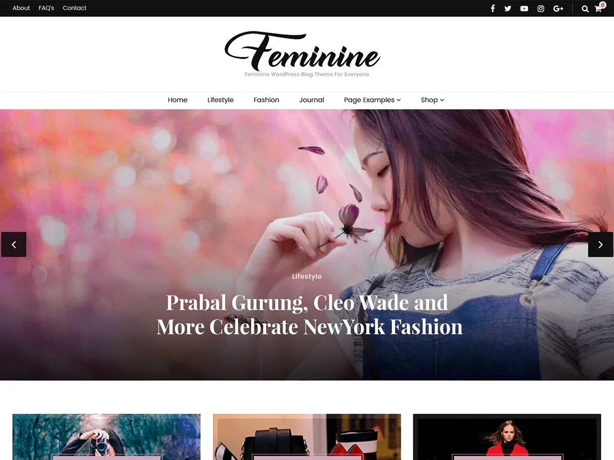 Blossom Feminine web sitesi teması ile oluşturulmuş kadınsı ve şık bir blog tasarımı