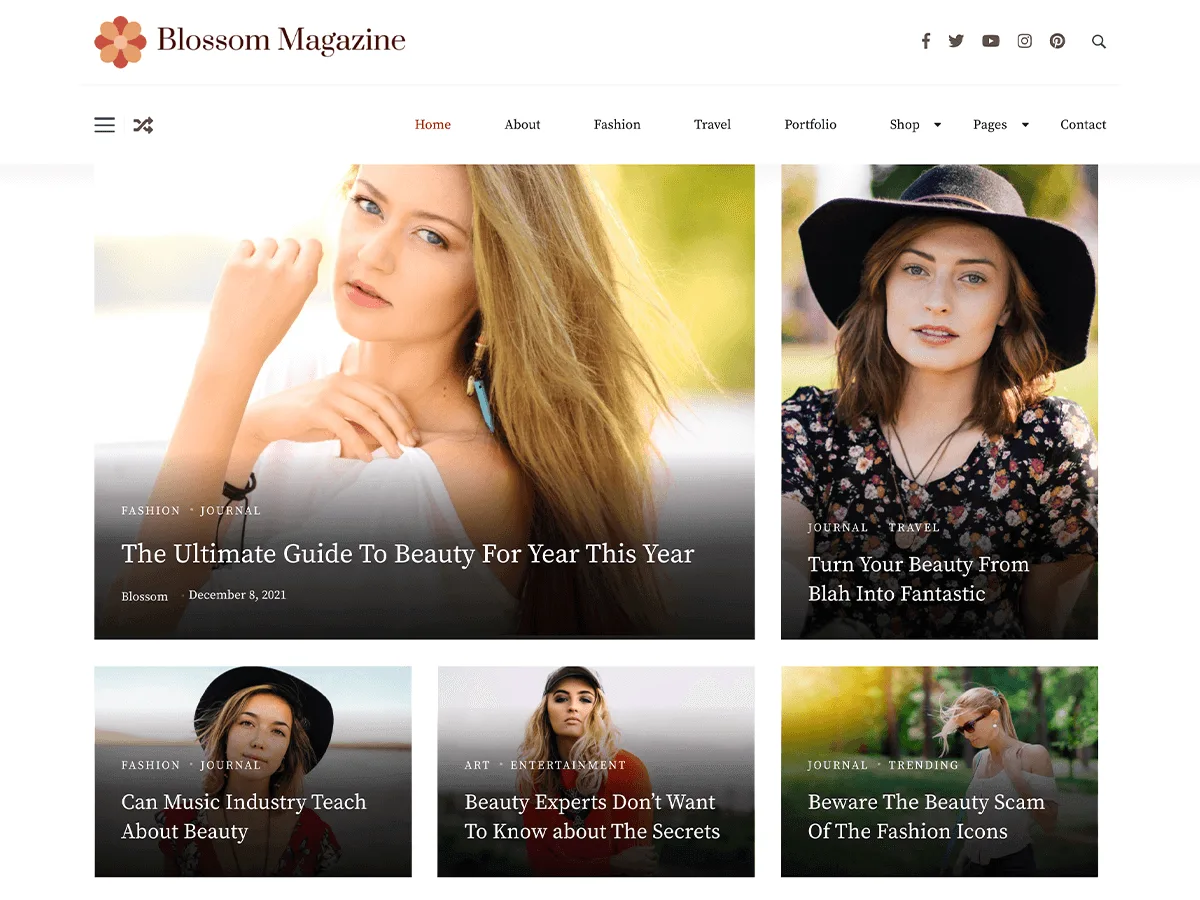Blossom Magazine web sitesi teması