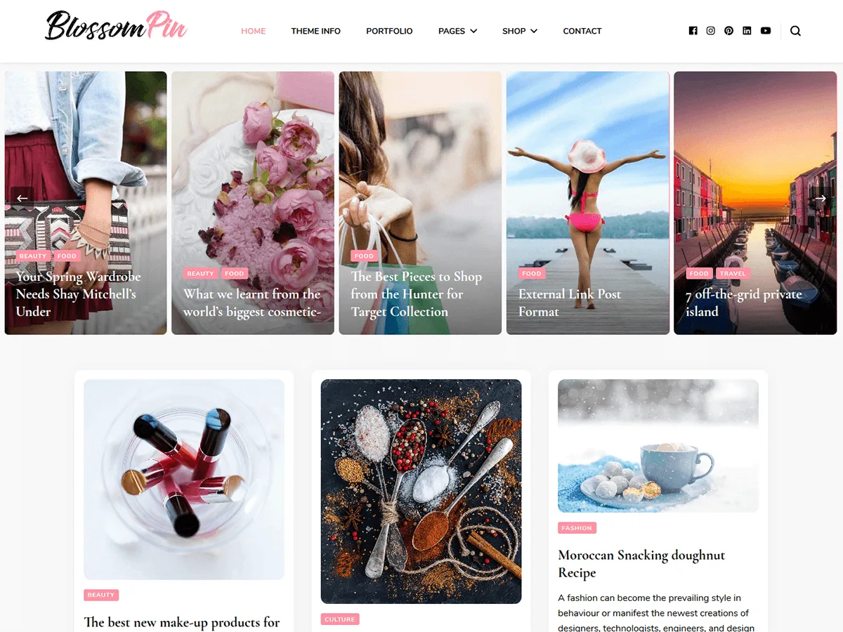 Blossom Pin web sitesi teması önizlemesi