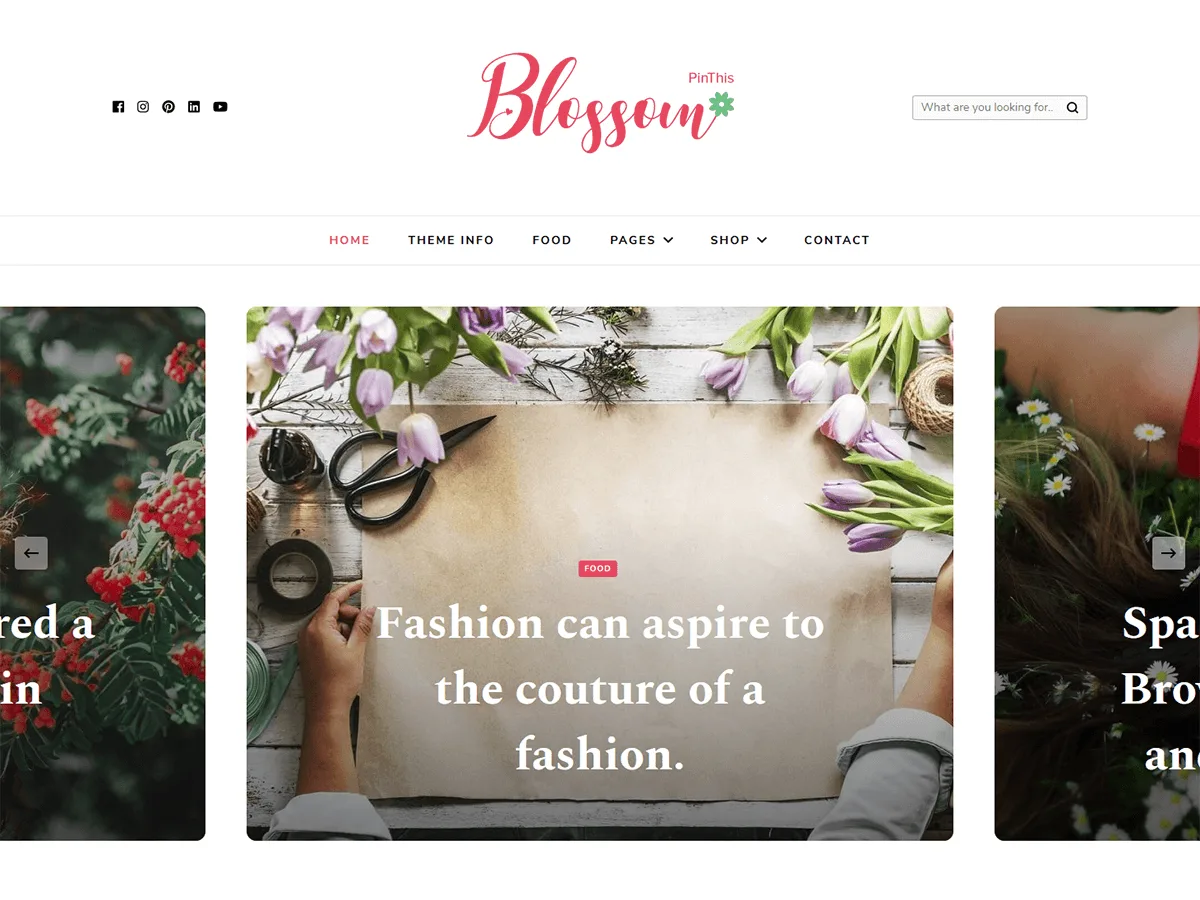 Blossom PinThis web sitesi teması ile oluşturulmuş örnek blog görünümü