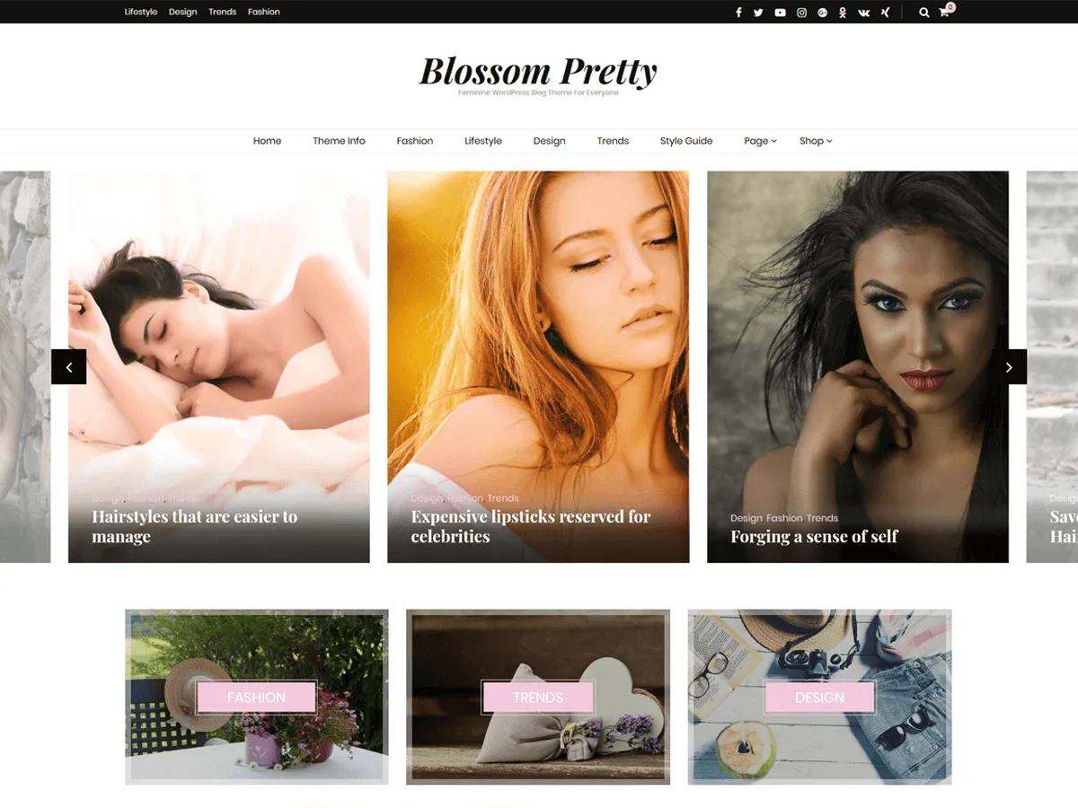 Blossom Pretty web sitesi teması önizlemesi