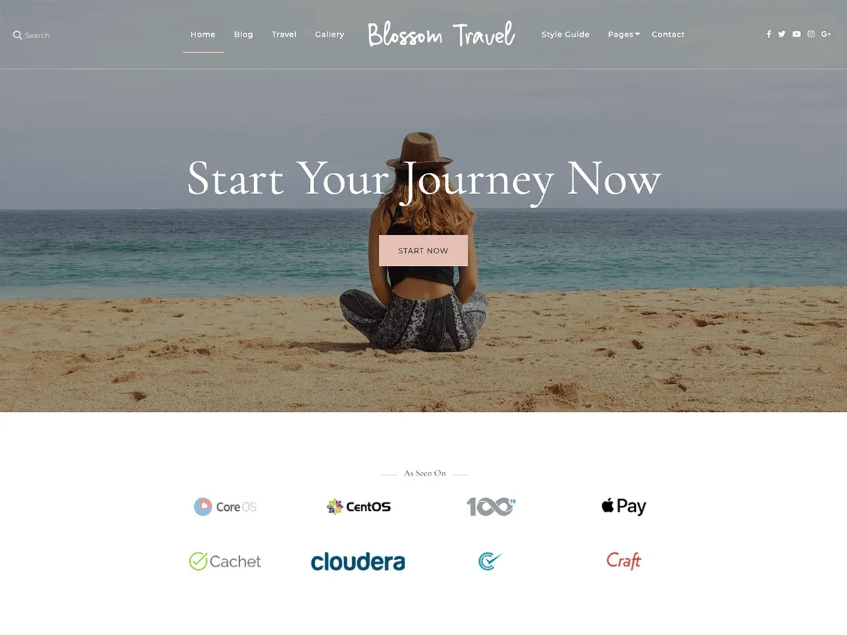 Blossom Travel web sitesi teması ile oluşturulmuş şık bir seyahat blogu görünümü