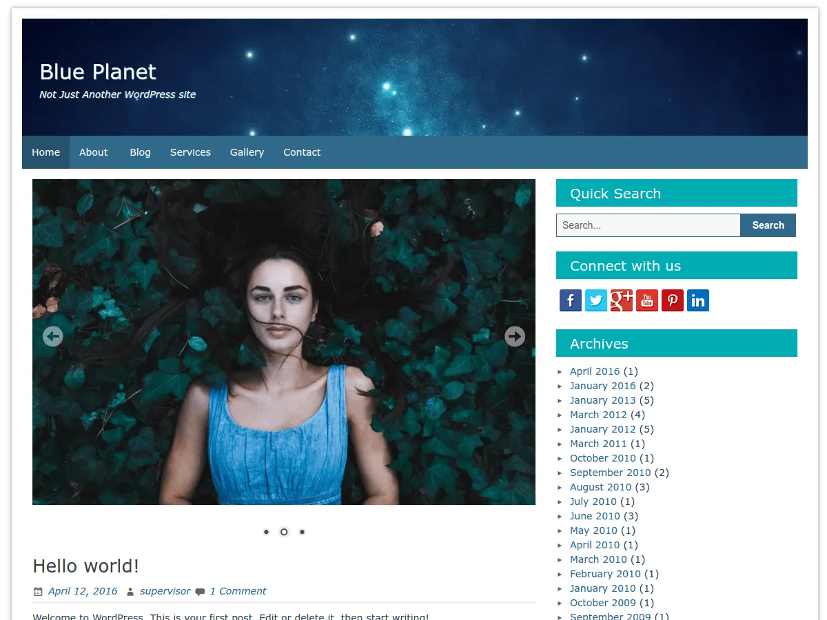 Blue Planet web sitesi teması önizlemesi
