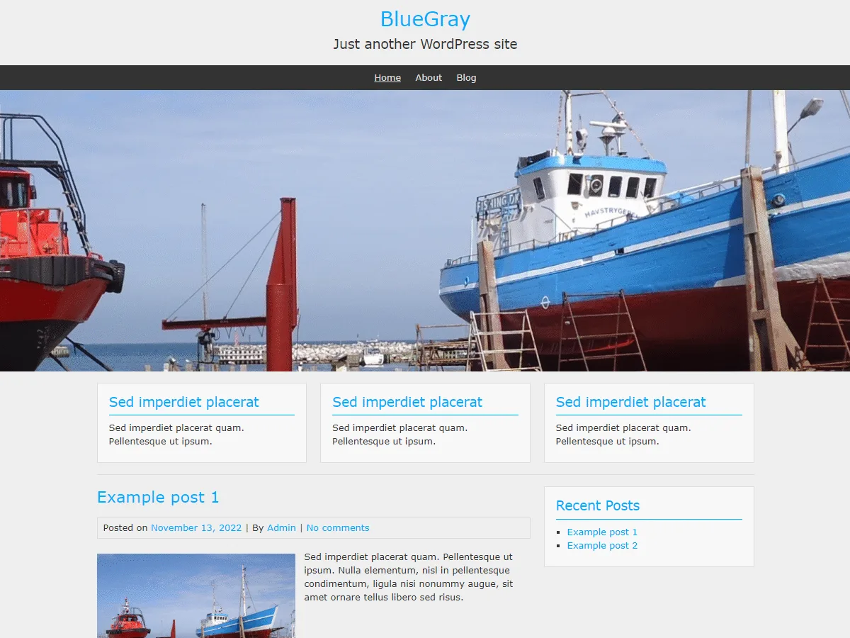 BlueGray web sitesi teması önizlemesi