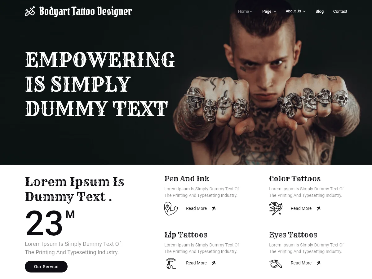 Bodyart Tattoo Designer web sitesi teması önizlemesi