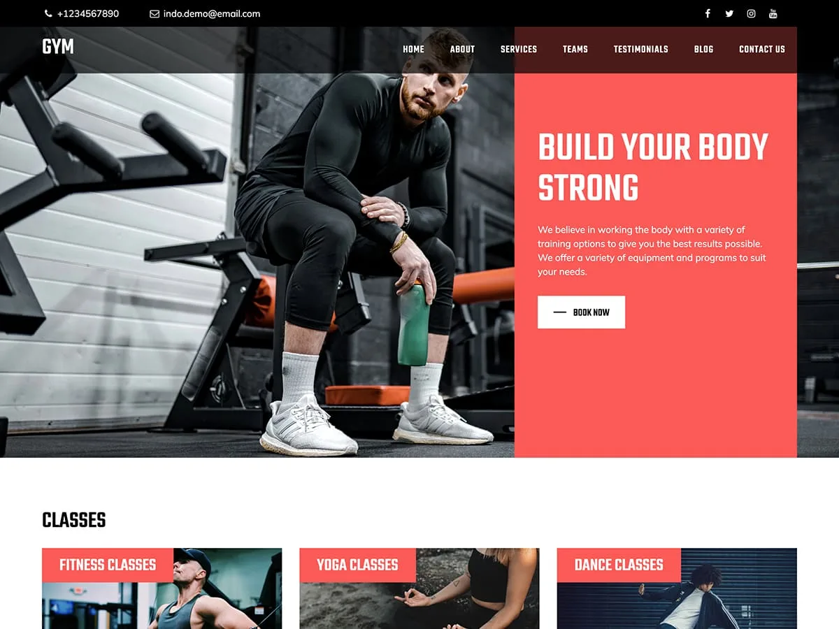Bootstrap Fitness web sitesi teması önizlemesi