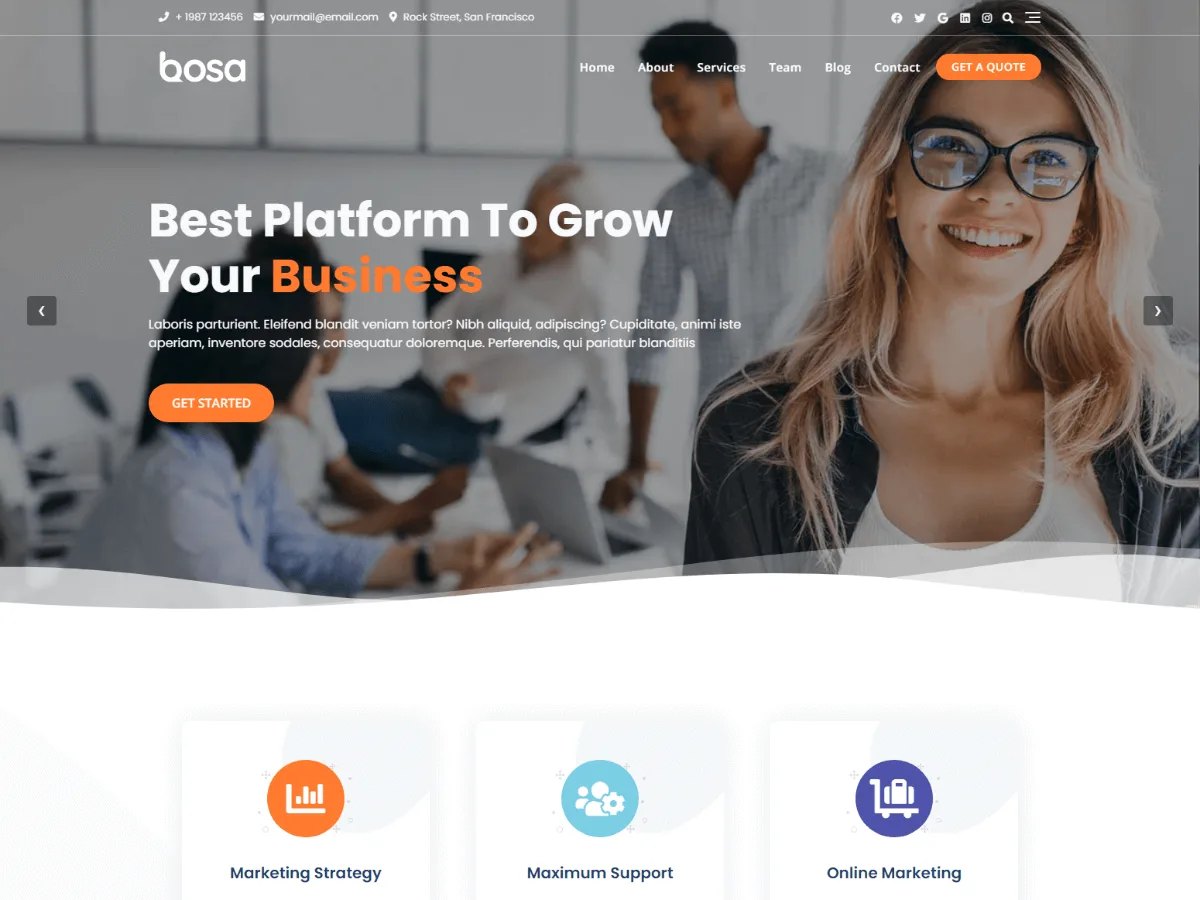Bosa web sitesi teması önizlemesi