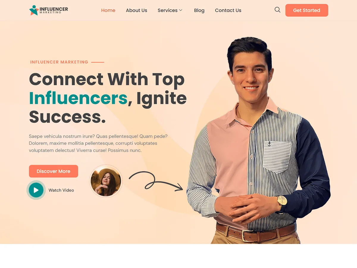 Bosa Influencer Marketing web sitesi teması önizlemesi