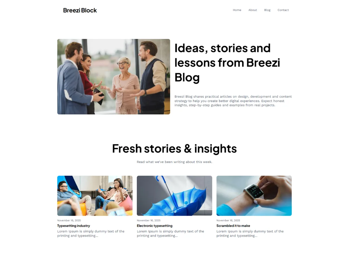 Breezi Blog web sitesi teması önizlemesi