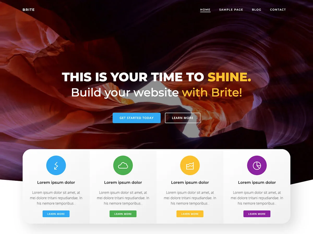 Brite web sitesi teması önizlemesi