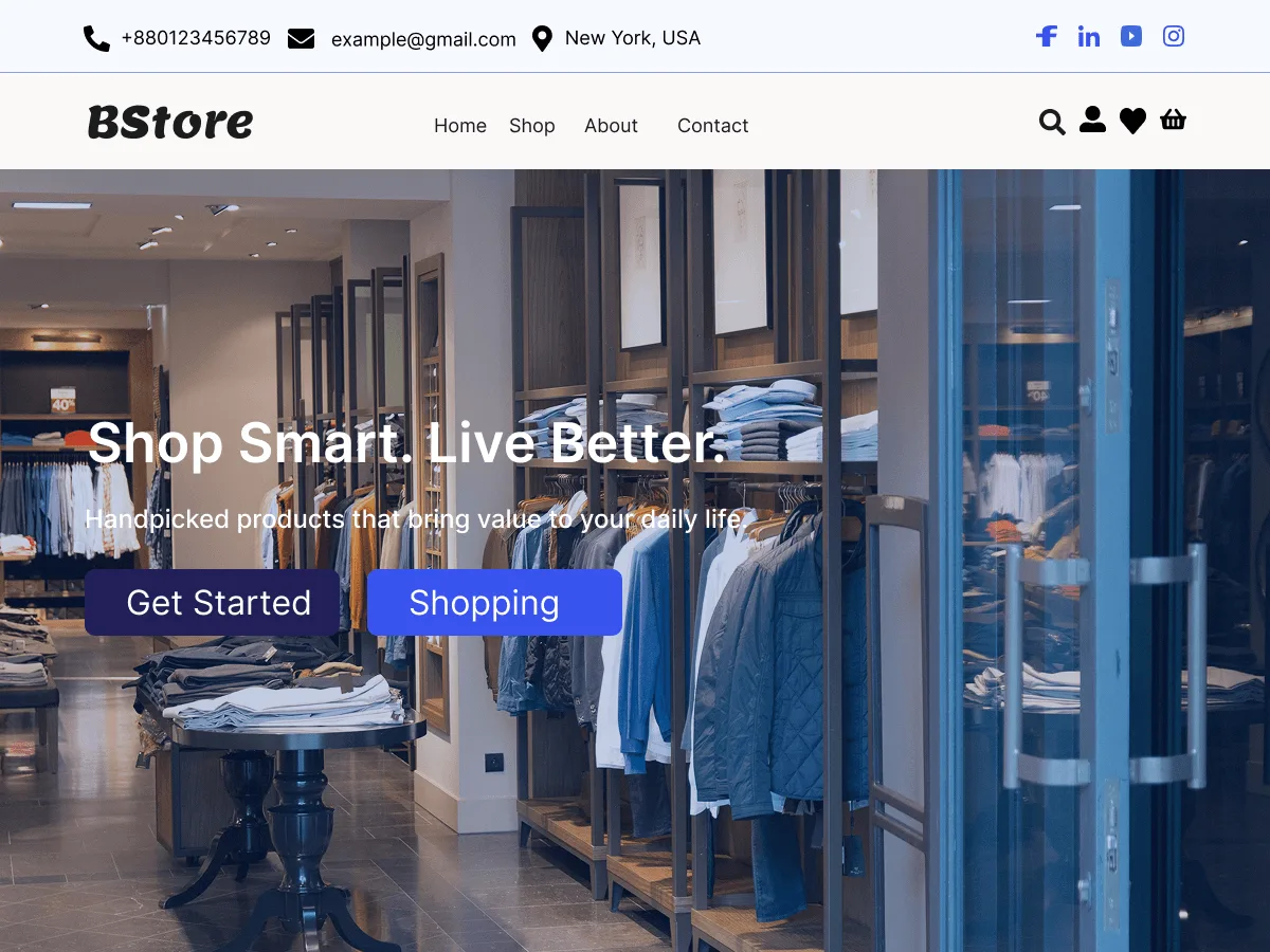 BStore web sitesi teması ile profesyonel bir işletme sitesi görünümü