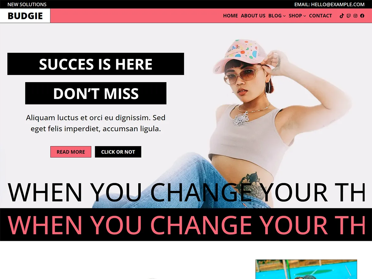 Budgie web sitesi teması önizlemesi