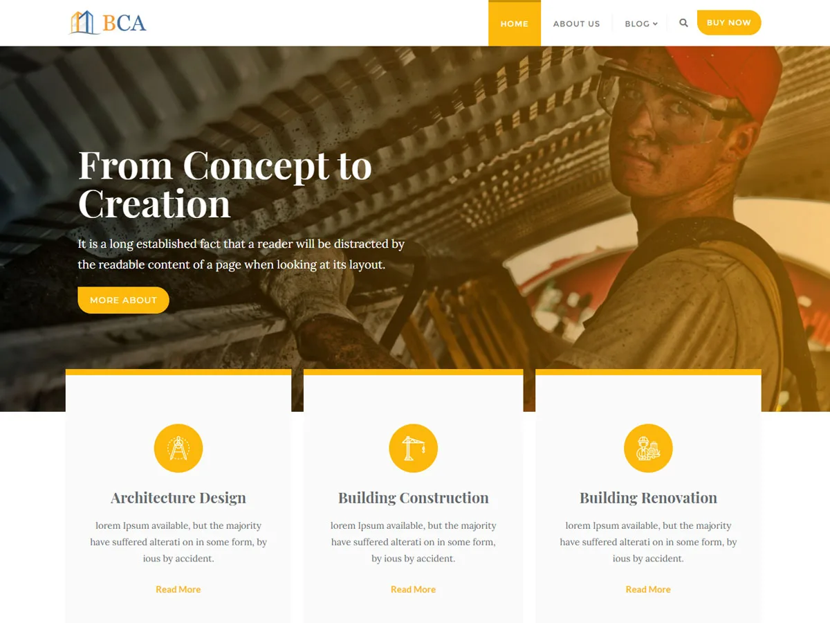 Building Construction Architecture web sitesi teması