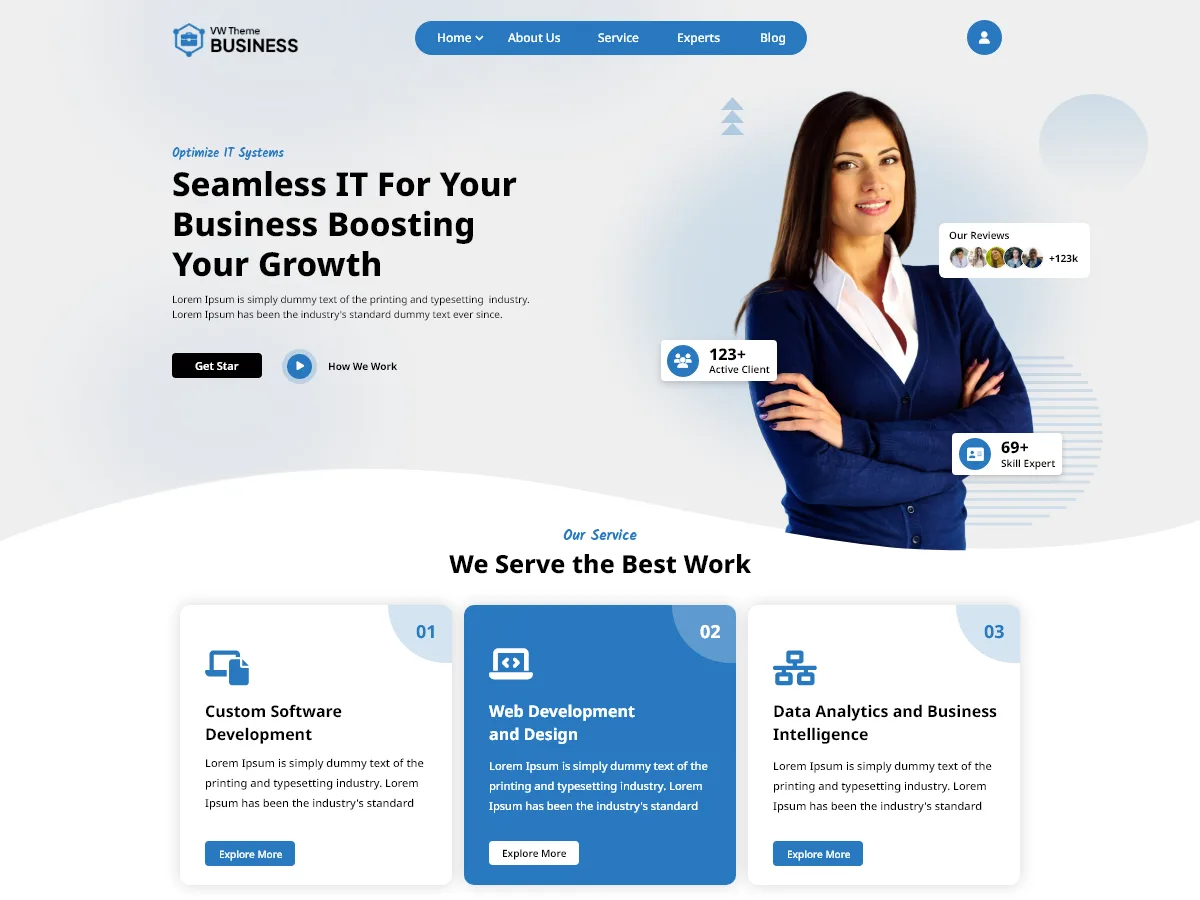 Business Landing Page teması önizlemesi