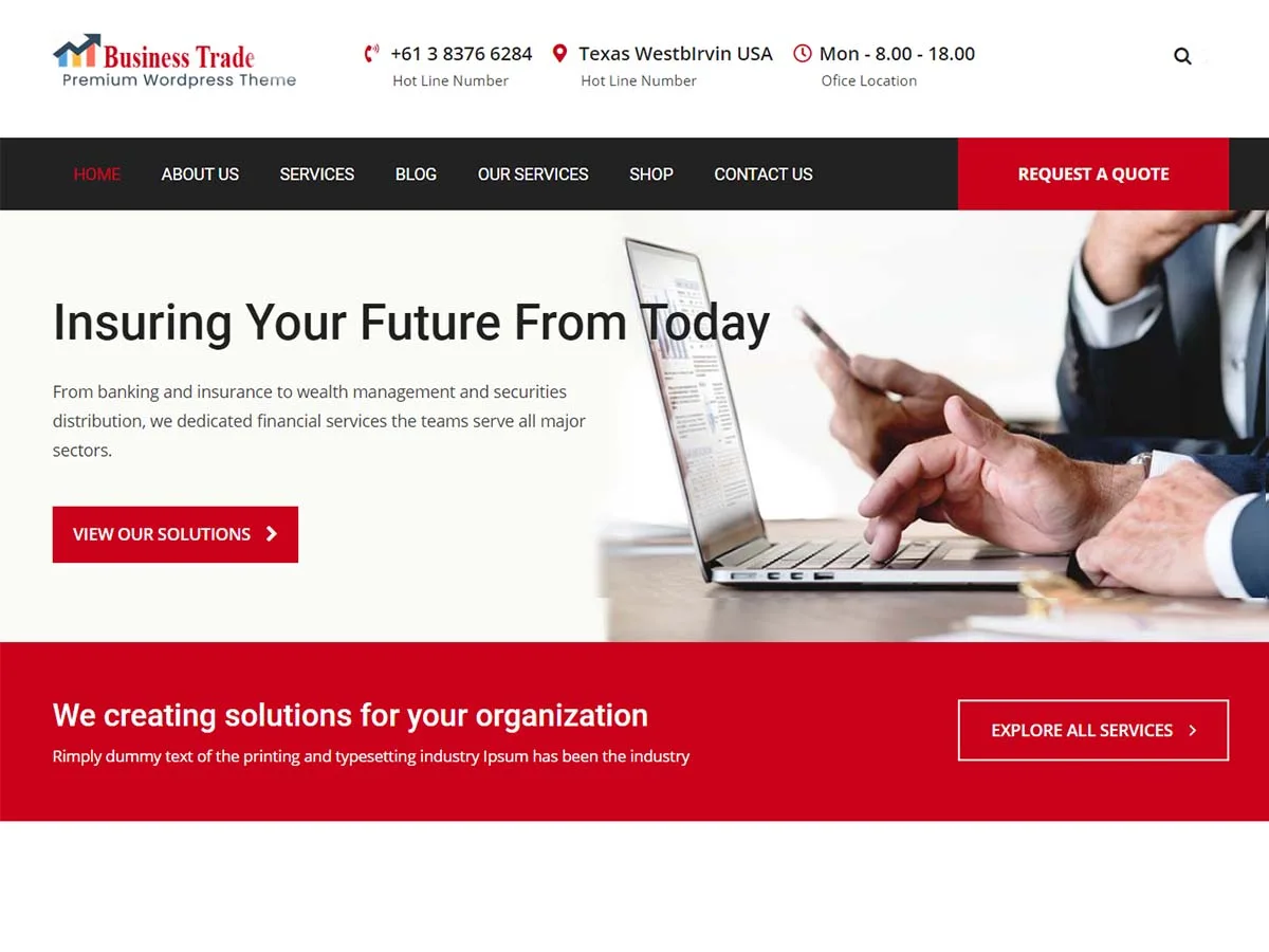Business Trade web sitesi teması önizlemesi