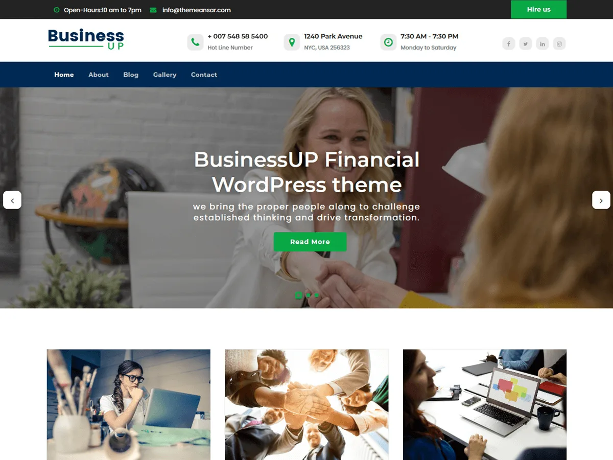 Businessup web sitesi teması önizlemesi