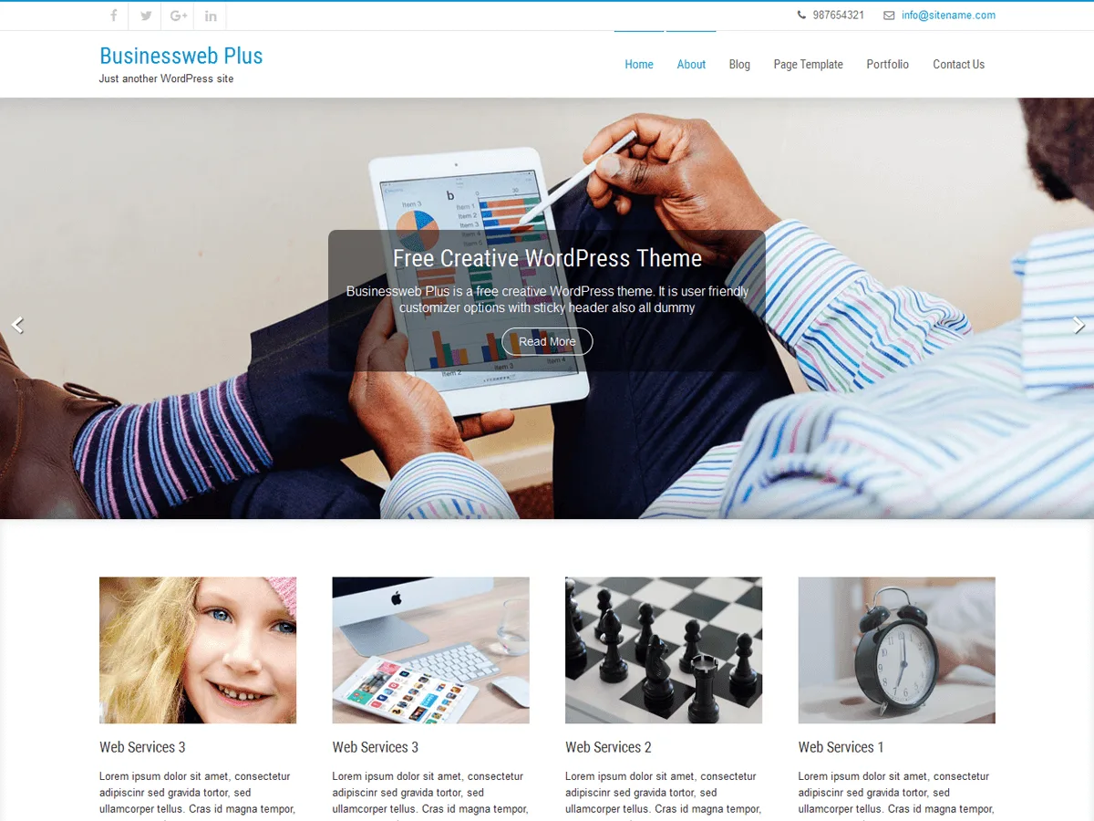 Businessweb Plus web sitesi teması önizlemesi