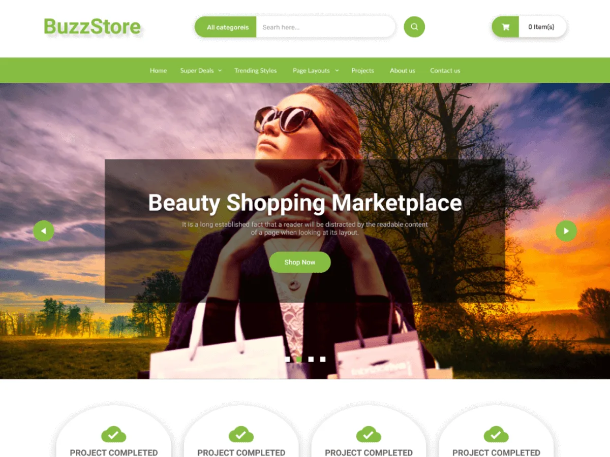 BuzzStore Lite e-ticaret web sitesi teması önizlemesi
