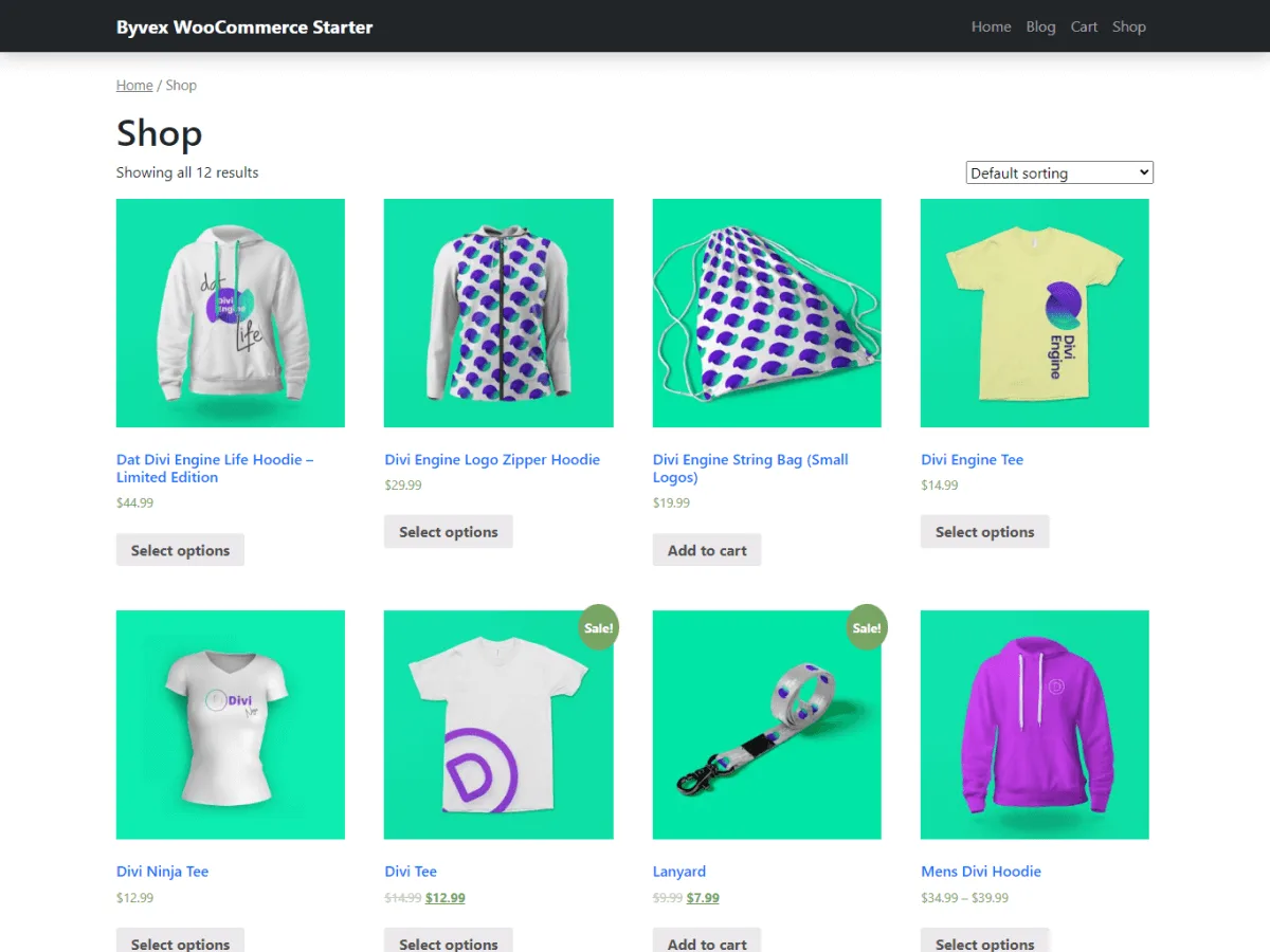 Byvex WooCommerce Starter temasının önizlemesi