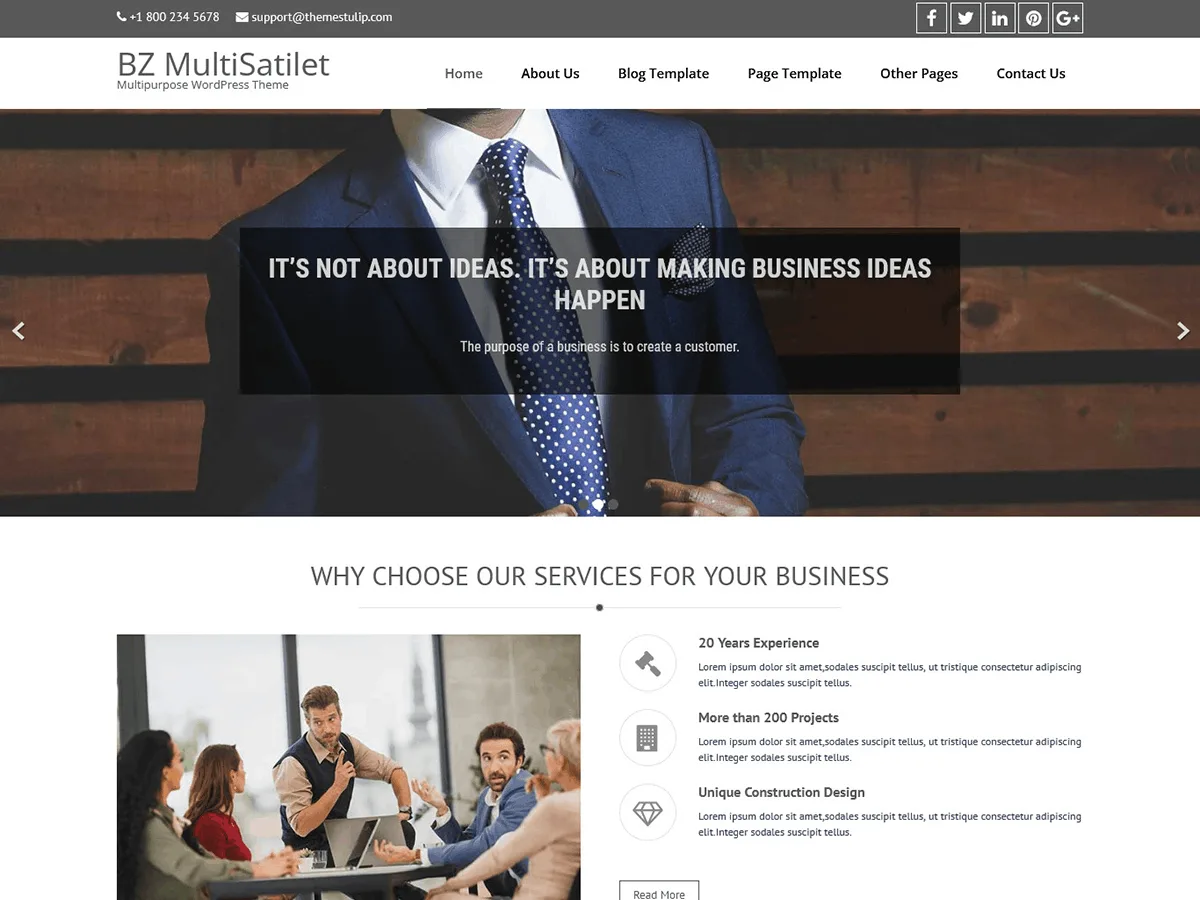 BZ MultiSatilet web sitesi teması önizlemesi