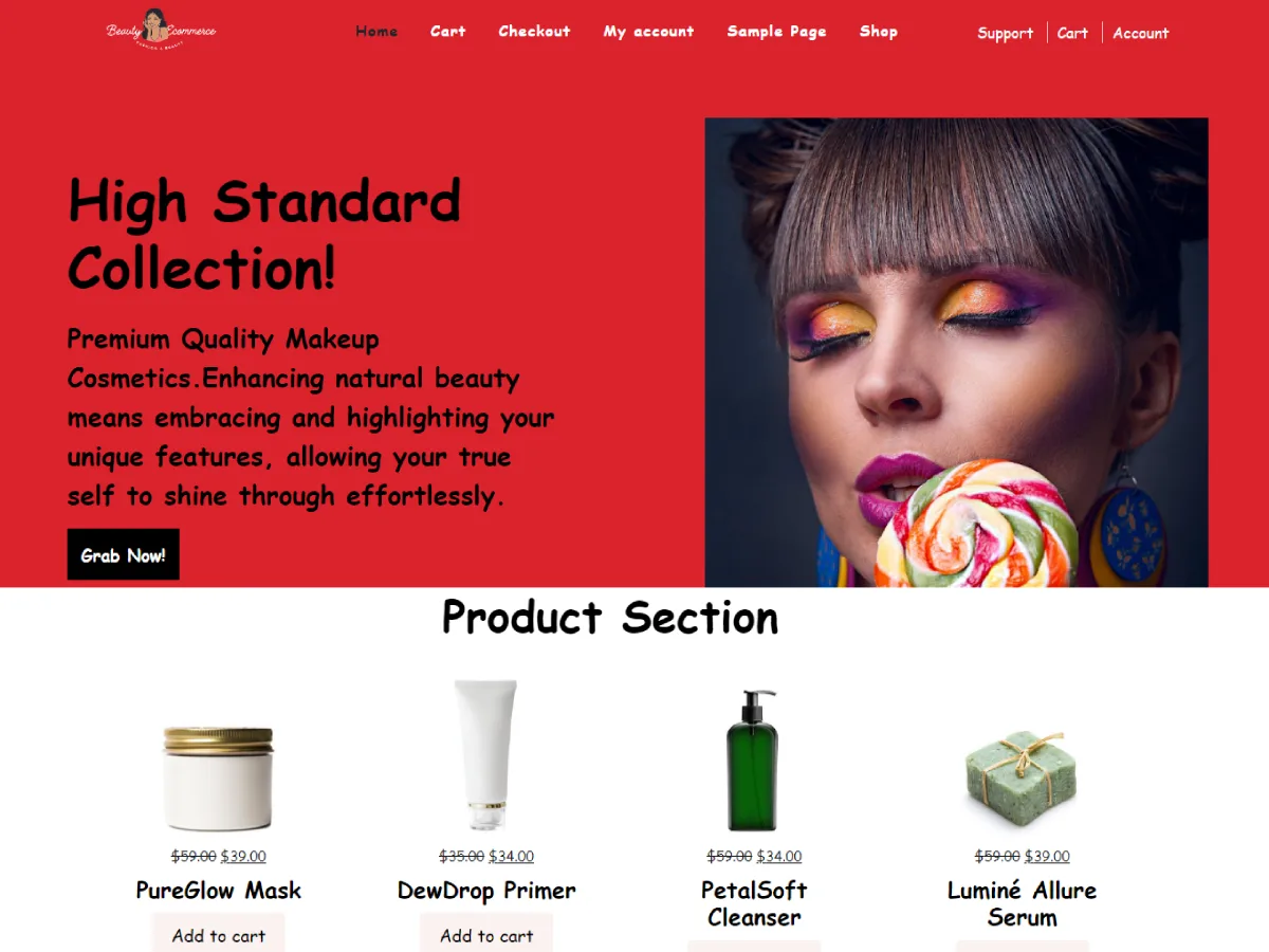CA Beauty Ecommerce web sitesi teması görseli
