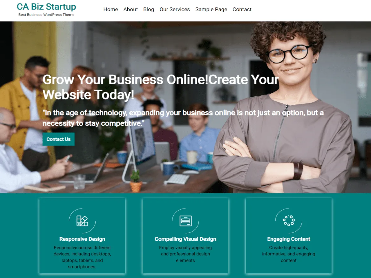 CA Biz Startup web sitesi teması önizlemesi