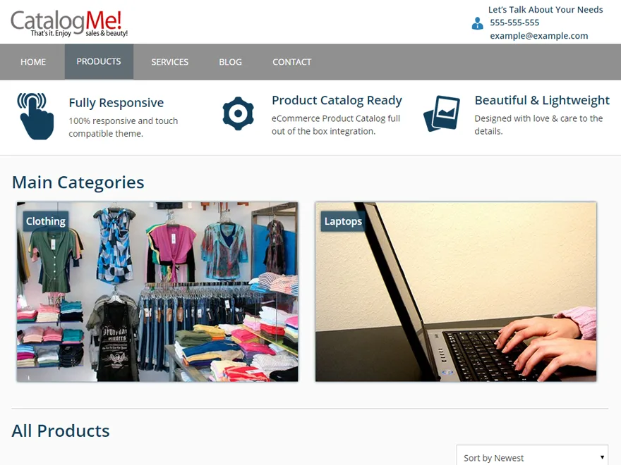 Catalog Me! web sitesi teması önizlemesi
