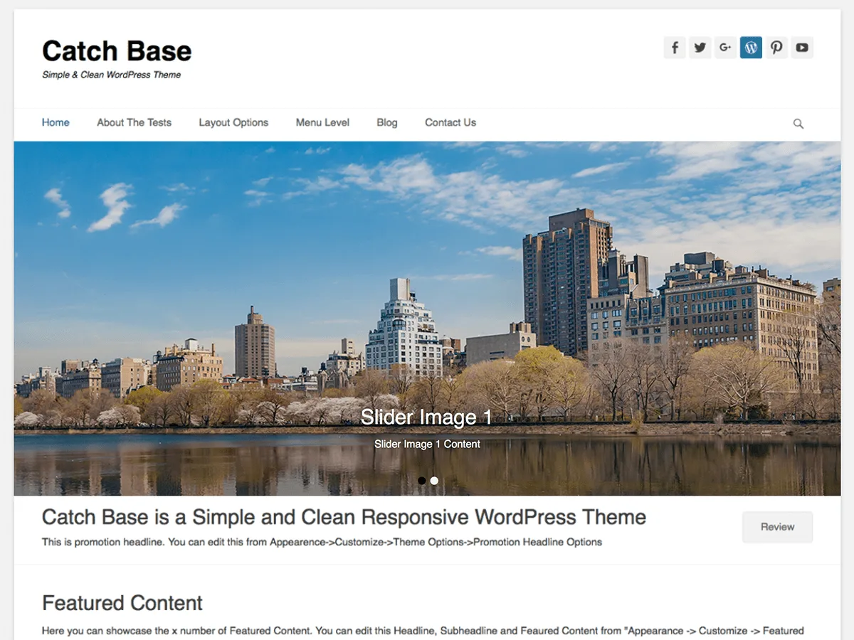 Catch Base web sitesi teması önizlemesi