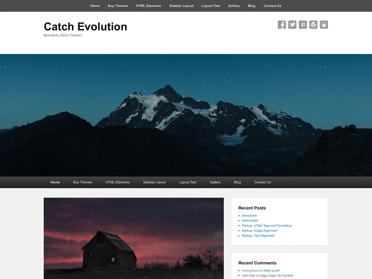 Catch Evolution web sitesi teması önizlemesi