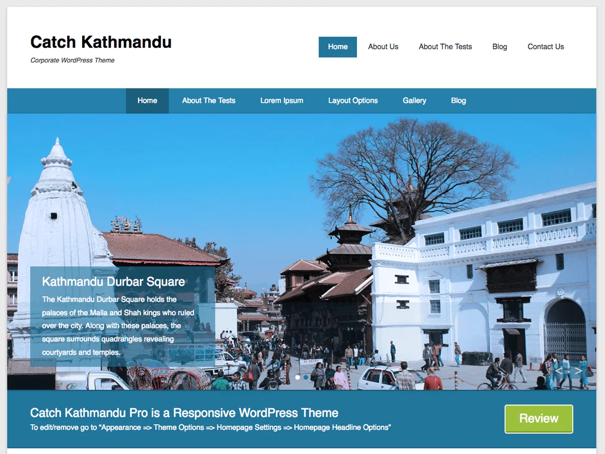 Catch Kathmandu web sitesi teması örnek görünümü