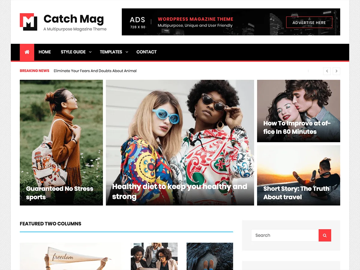 Catch Mag web sitesi teması önizlemesi