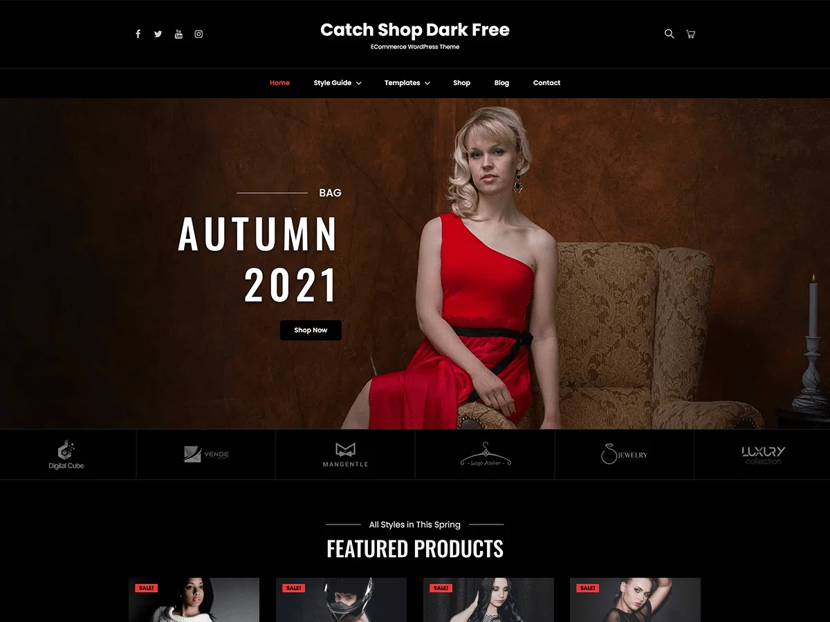 Catch Shop Dark web sitesi teması koyu tasarım örneği