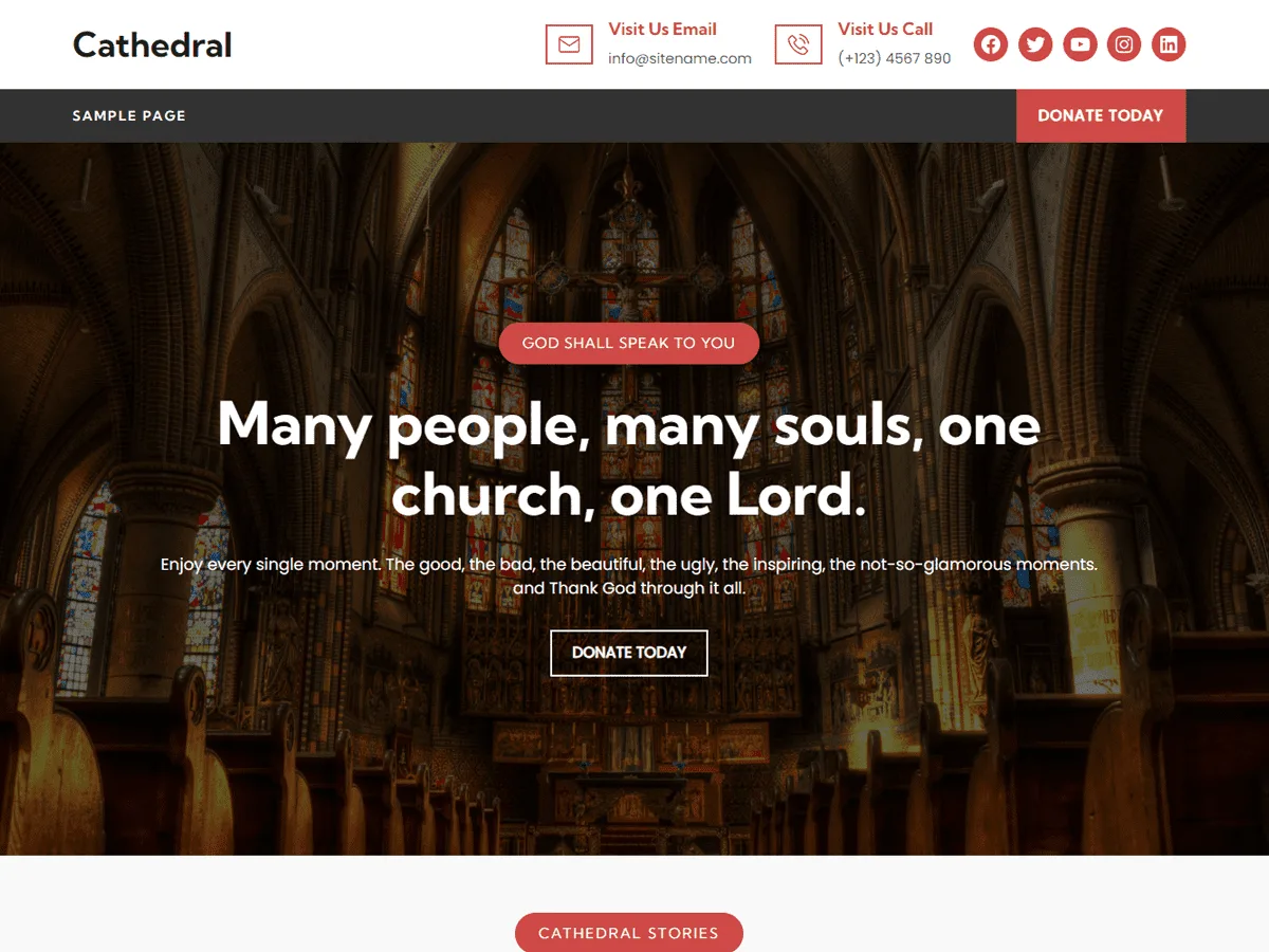 Cathedral web sitesi teması ile kilise web sitesi tasarımı