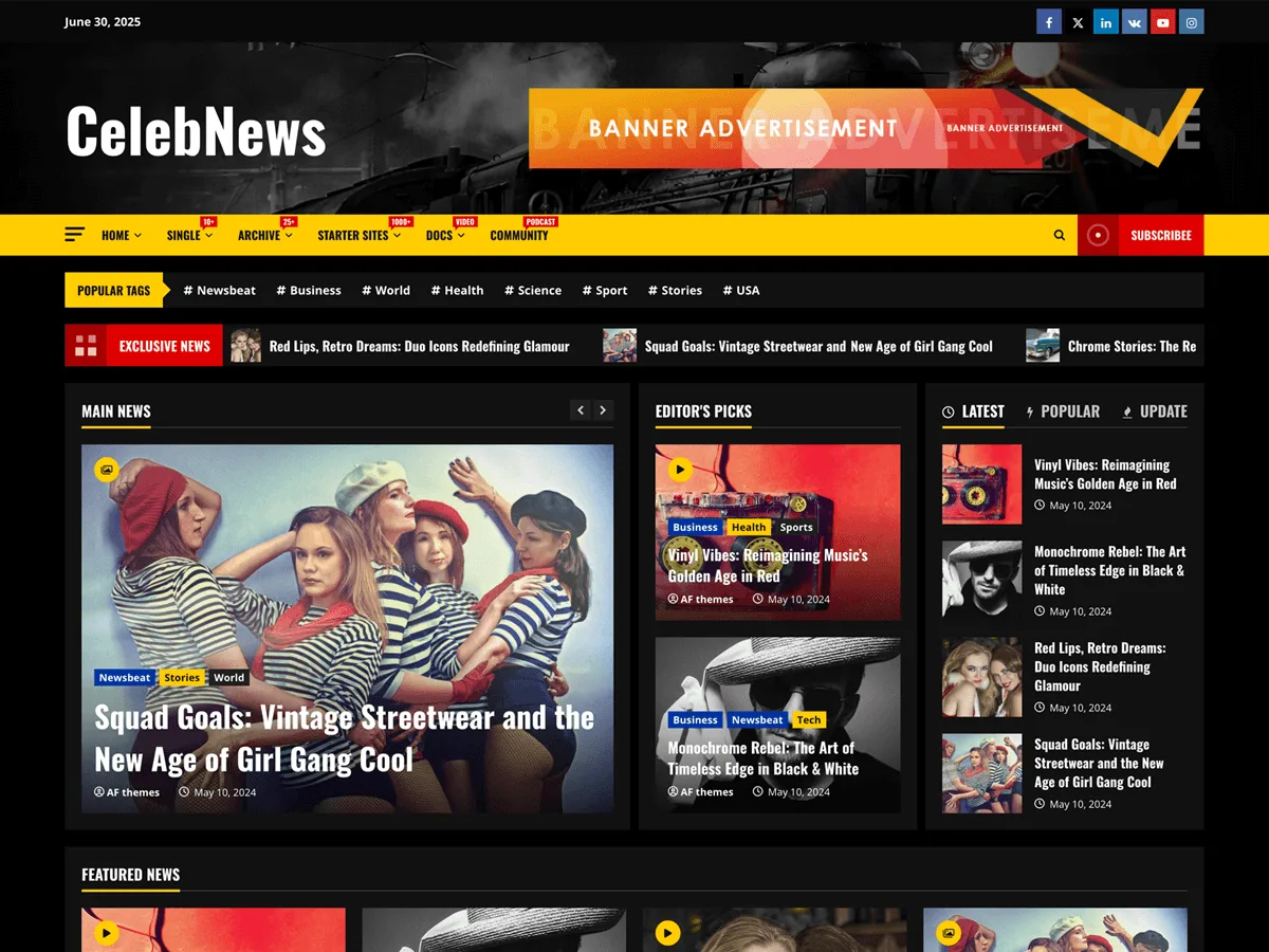 CelebNews web sitesi teması ile eğlence ve magazin sitesi tasarımı