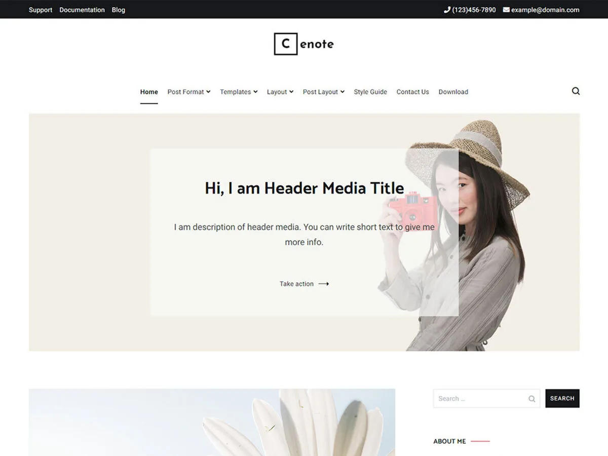 Cenote WordPress theme – clean blog design