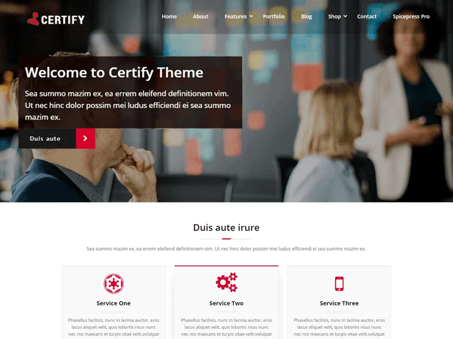 Certify web sitesi teması önizlemesi