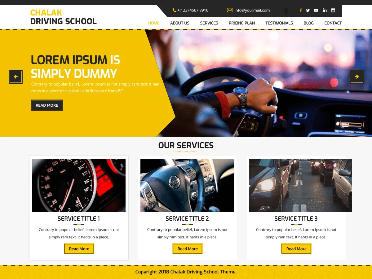Chalak Driving School web sitesi teması önizlemesi