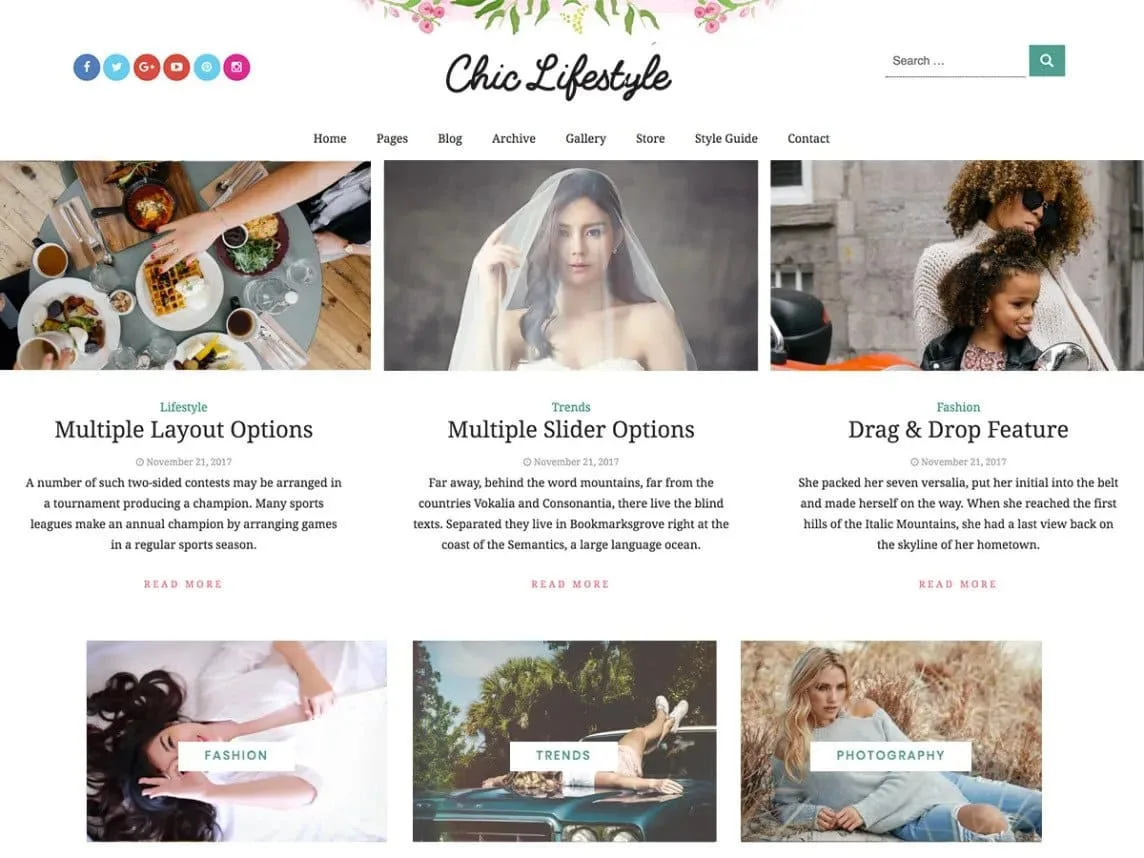 Chic Lifestyle web sitesi teması önizlemesi