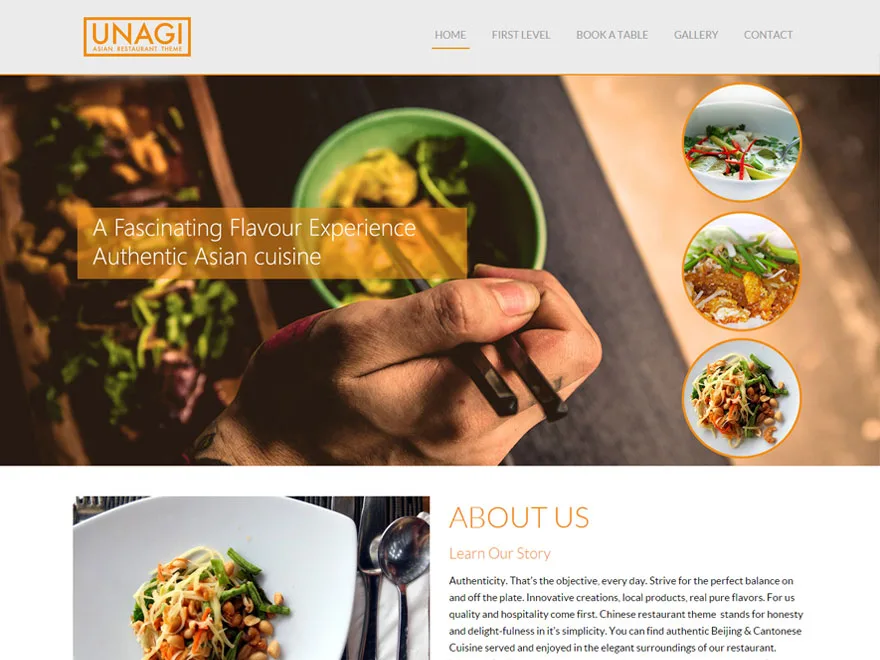 Chinese Restaurant web sitesi teması ile Asya mutfağı restoranı için mobil uyumlu tasarım
