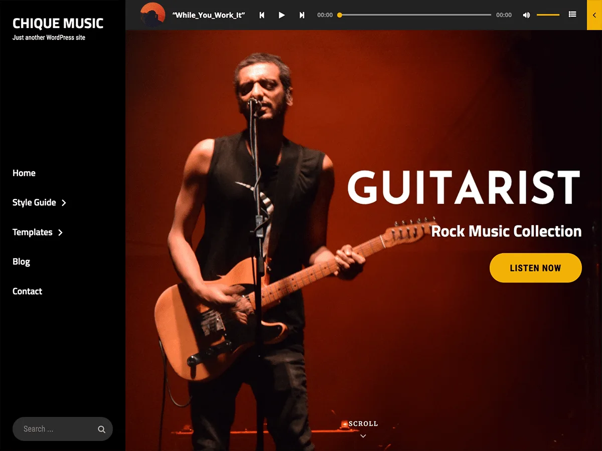 Chique Music müzik web sitesi teması önizlemesi