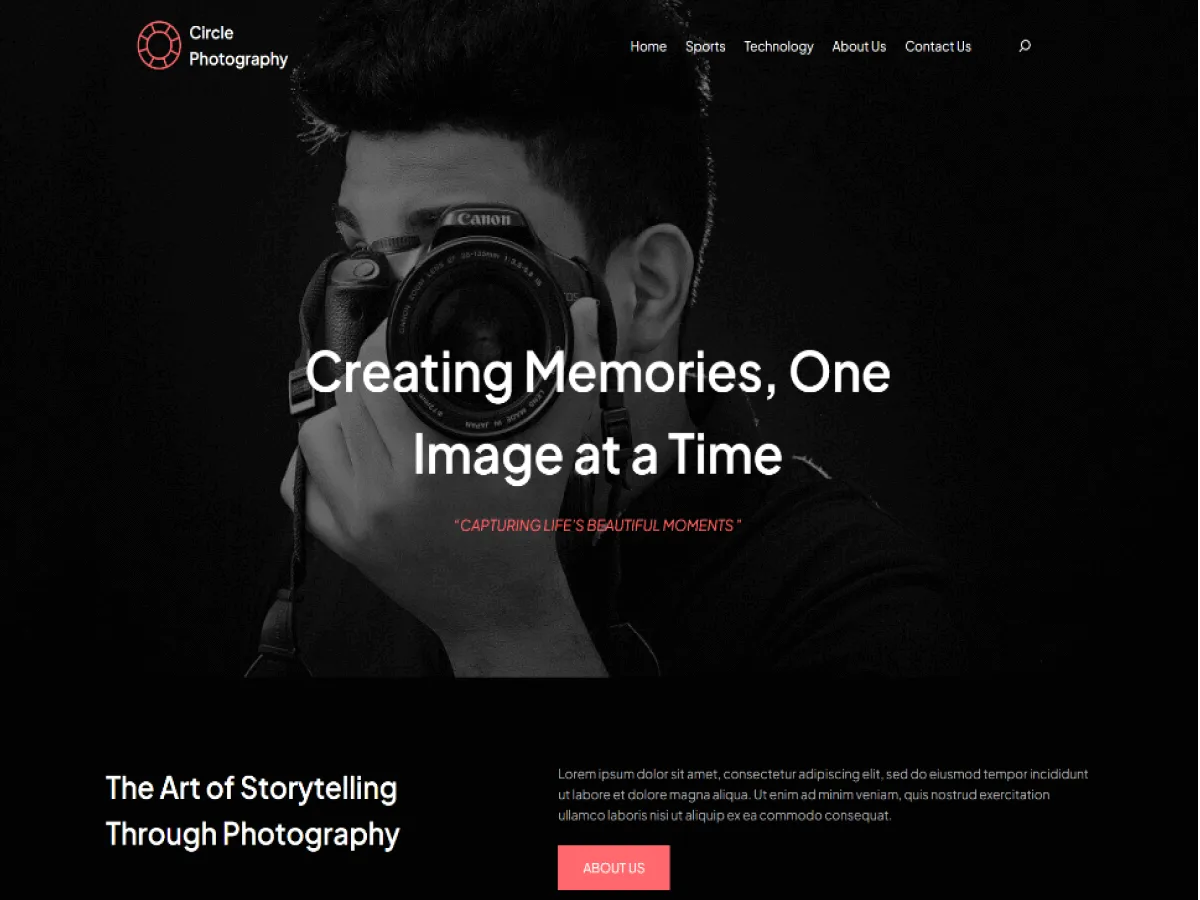Circle Photography web sitesi teması önizlemesi