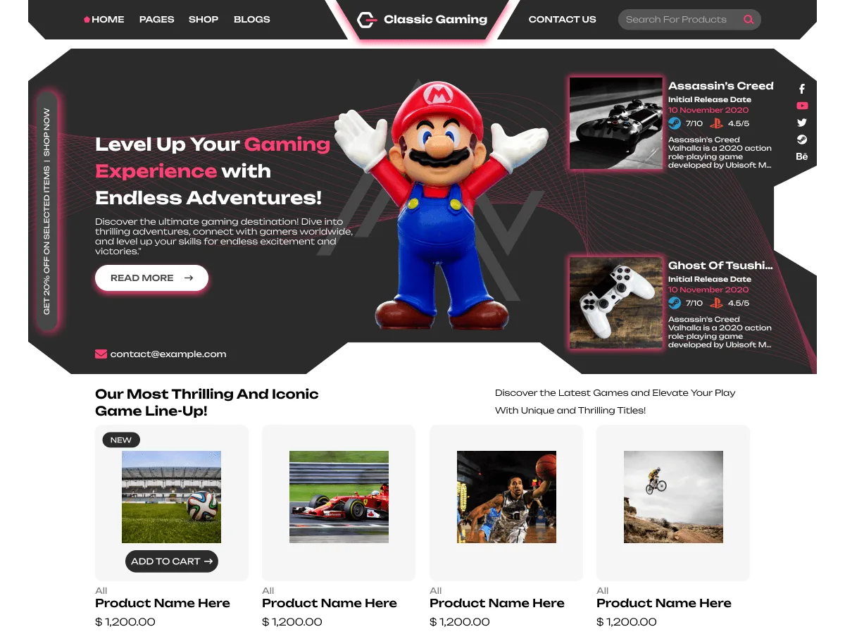 Classic Gaming web sitesi teması önizlemesi