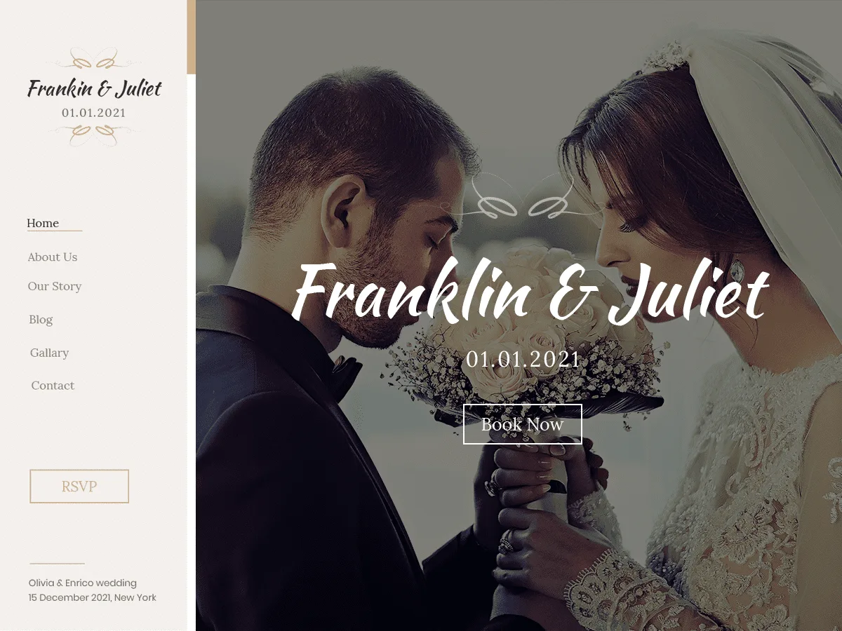 Classic Wedding web sitesi teması ile düğün web sitesi tasarımı