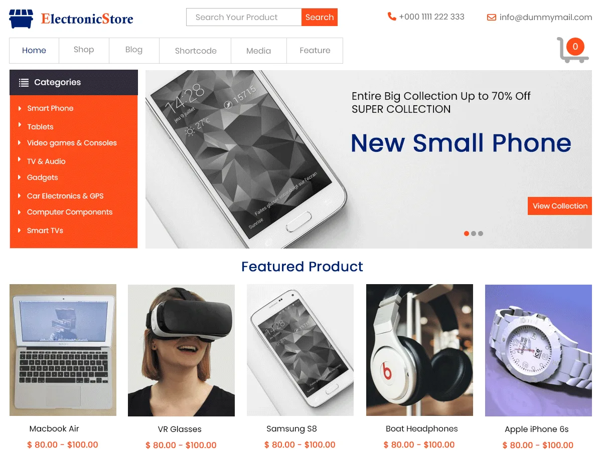 Classic Woocommerce e-ticaret teması önizlemesi
