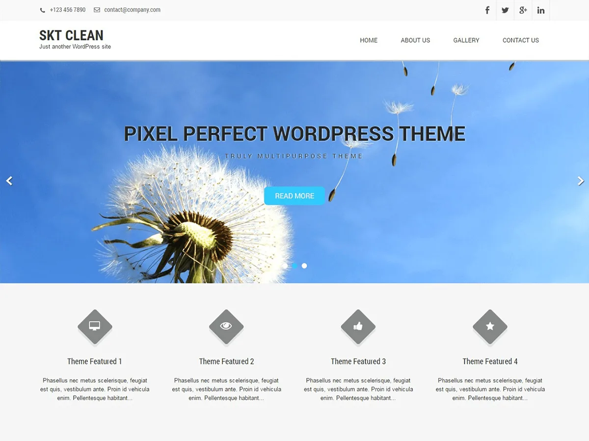 Clean Lite web sitesi teması önizlemesi