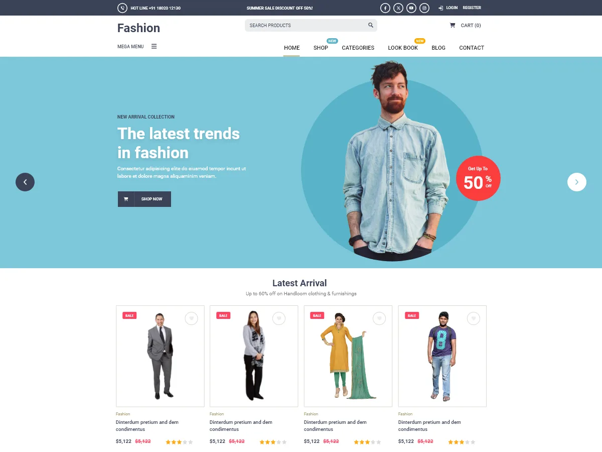 Clothing Store Blocks web sitesi teması ile moda mağazası görünümü